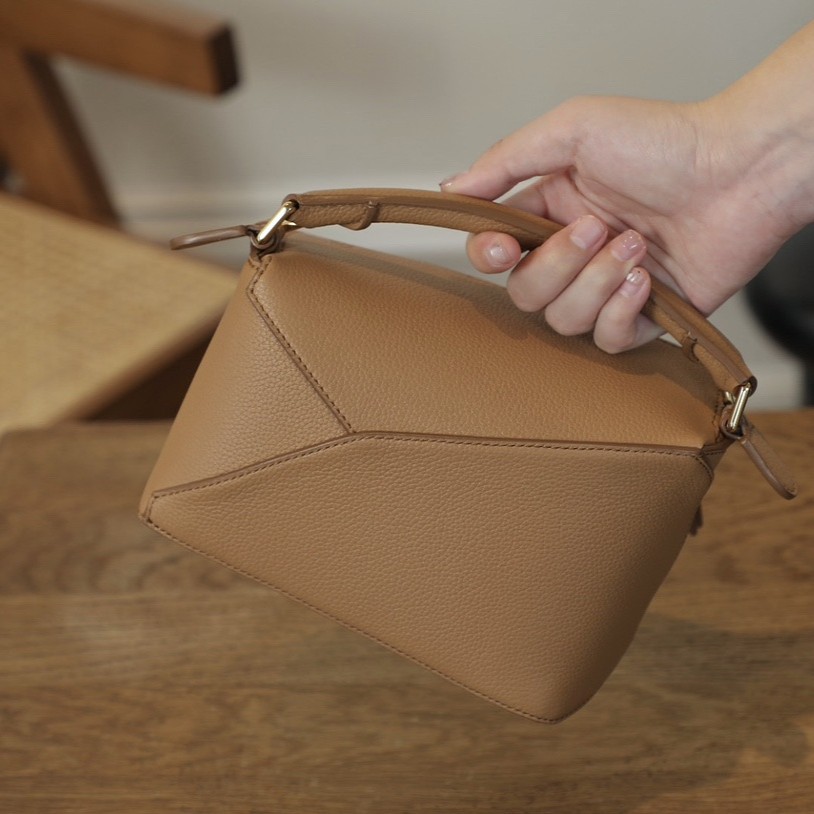 LOEWE Mini Puzzle bag in soft grained calfskin Toffee