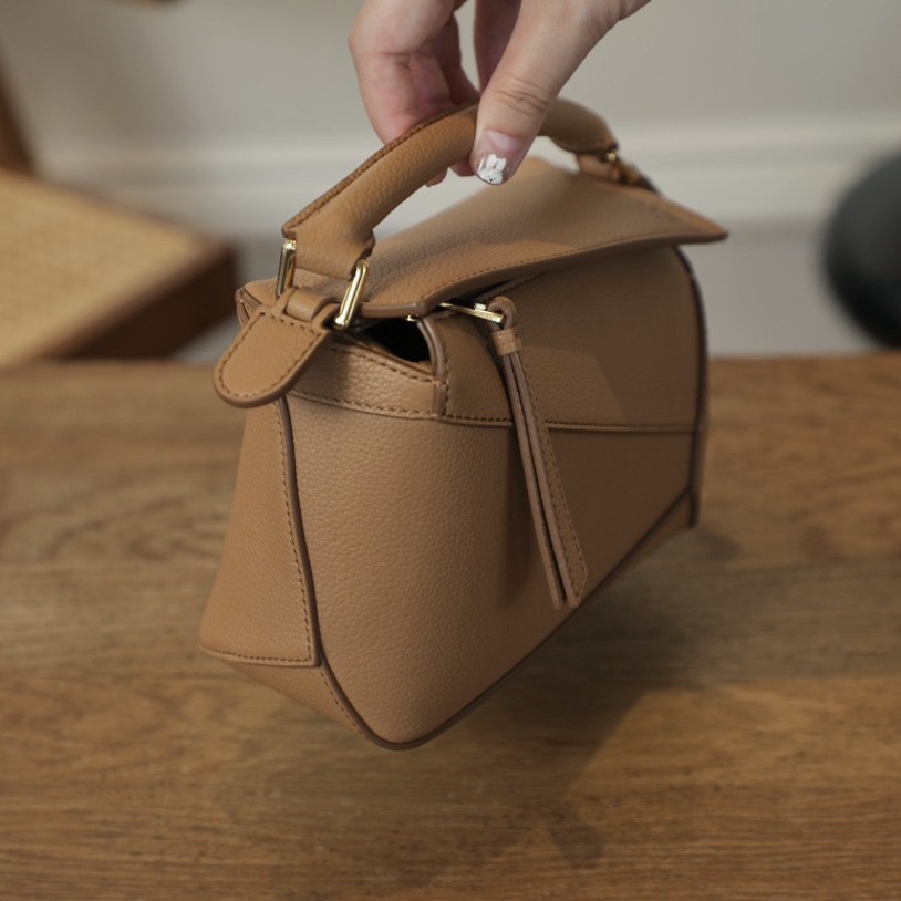 LOEWE Mini Puzzle bag in soft grained calfskin Toffee