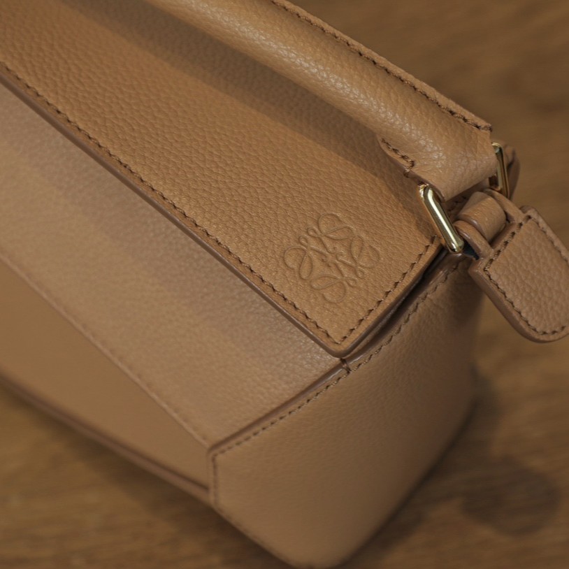 LOEWE Mini Puzzle bag in soft grained calfskin Toffee