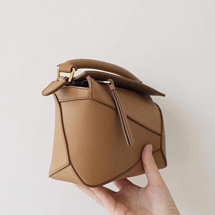 LOEWE Mini Puzzle bag in soft grained calfskin Toffee