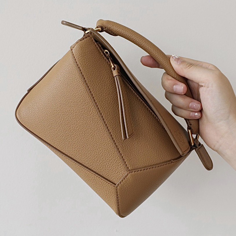 LOEWE Mini Puzzle bag in soft grained calfskin Toffee