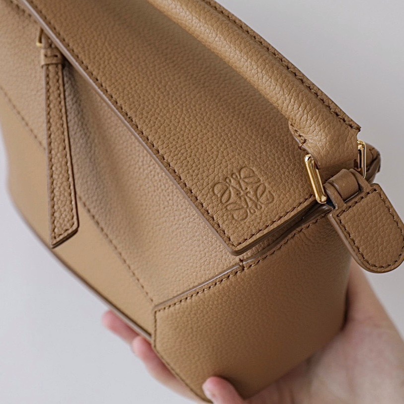 LOEWE Mini Puzzle bag in soft grained calfskin Toffee