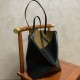 LOEWE Medium Puzzle Fold tote in shiny calfskin Black