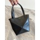 LOEWE Mini Puzzle Fold tote in shiny calfskin Black