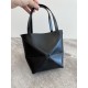 LOEWE Mini Puzzle Fold tote in shiny calfskin Black