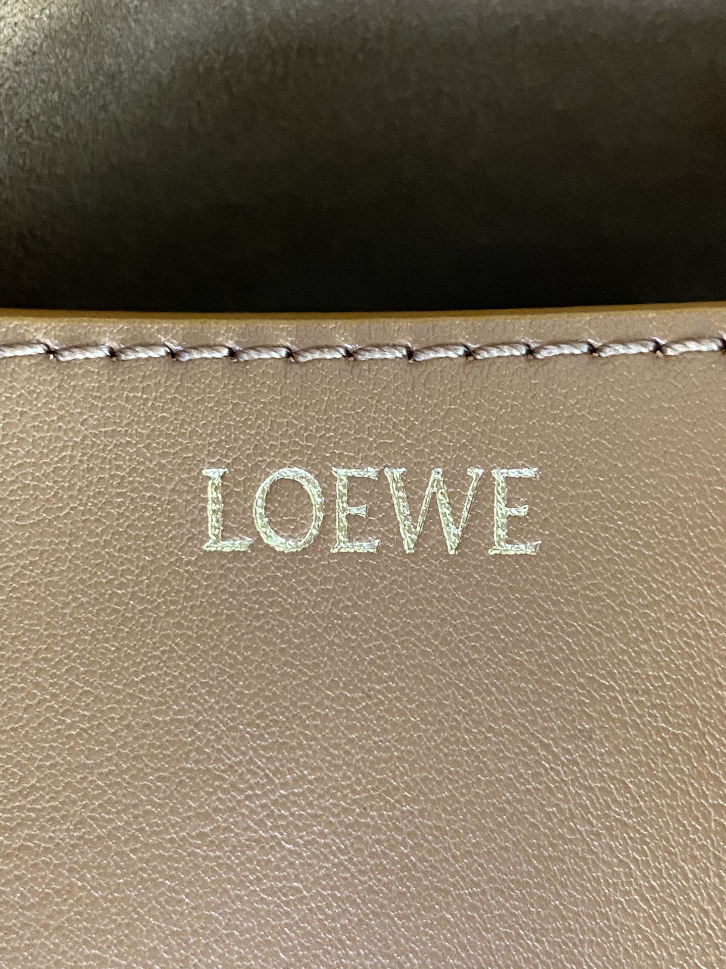 LOEWE Mini Puzzle Fold tote in shiny calfskin Warm Desert