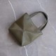 LOEWE Mini/Medium Puzzle Fold tote in shiny calfskin Dark Khaki Green