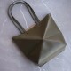 LOEWE Mini/Medium Puzzle Fold tote in shiny calfskin Dark Khaki Green