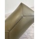 LOEWE Mini/Medium Puzzle Fold tote in shiny calfskin Dark Khaki Green