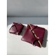 LOEWE Mini/Medium Puzzle Fold tote in shiny calfskin Dark Burgundy