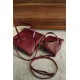 LOEWE Mini/Medium Puzzle Fold tote in shiny calfskin Dark Burgundy