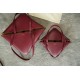 LOEWE Mini/Medium Puzzle Fold tote in shiny calfskin Dark Burgundy