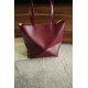 LOEWE Mini/Medium Puzzle Fold tote in shiny calfskin Dark Burgundy