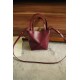 LOEWE Mini/Medium Puzzle Fold tote in shiny calfskin Dark Burgundy