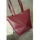 LOEWE Mini/Medium Puzzle Fold tote in shiny calfskin Dark Burgundy