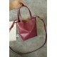 LOEWE Mini/Medium Puzzle Fold tote in shiny calfskin Dark Burgundy