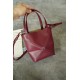 LOEWE Mini/Medium Puzzle Fold tote in shiny calfskin Dark Burgundy