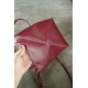 LOEWE Mini/Medium Puzzle Fold tote in shiny calfskin Dark Burgundy