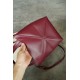 LOEWE Mini/Medium Puzzle Fold tote in shiny calfskin Dark Burgundy