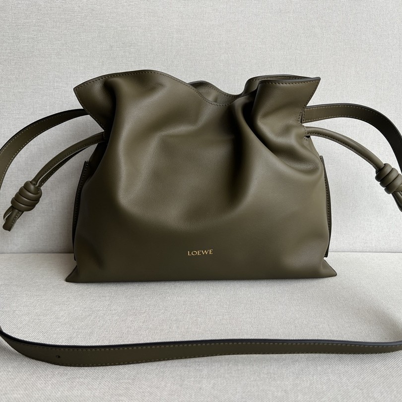 LOEWE Medium Flamenco clutch in nappa calfskin Dark Khaki Green