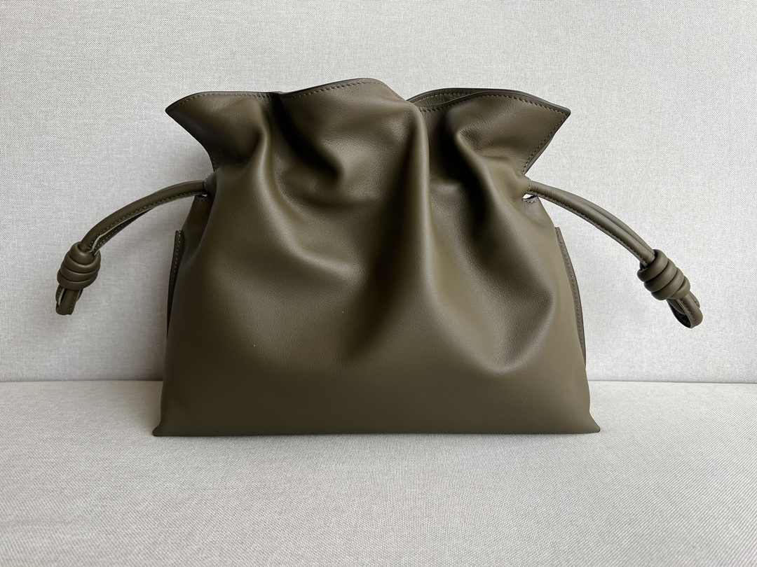 LOEWE Medium Flamenco clutch in nappa calfskin Dark Khaki Green