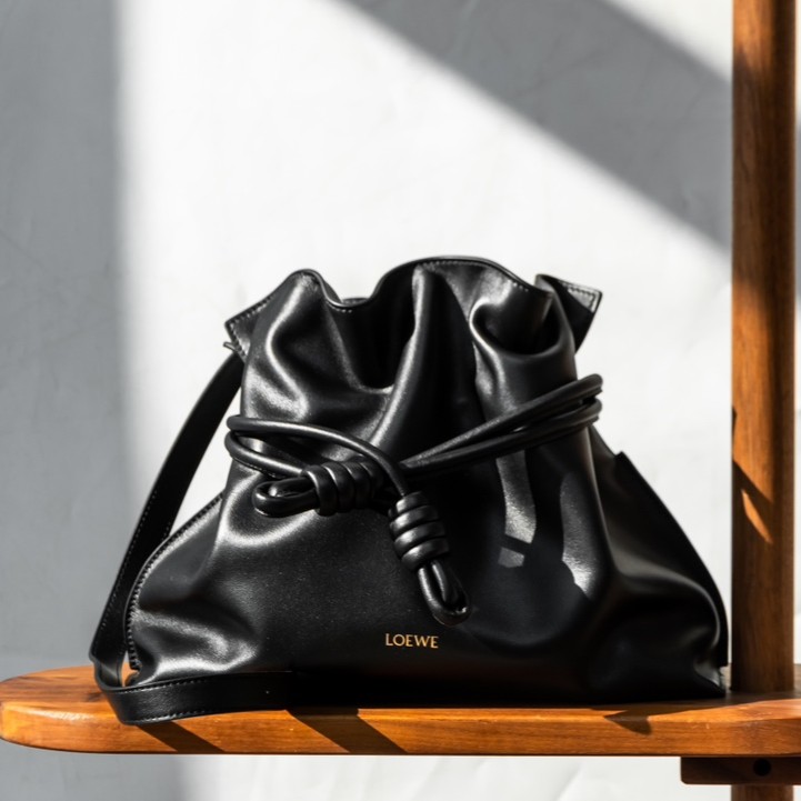 LOEWE Mini Flamenco clutch in nappa calfskin Black