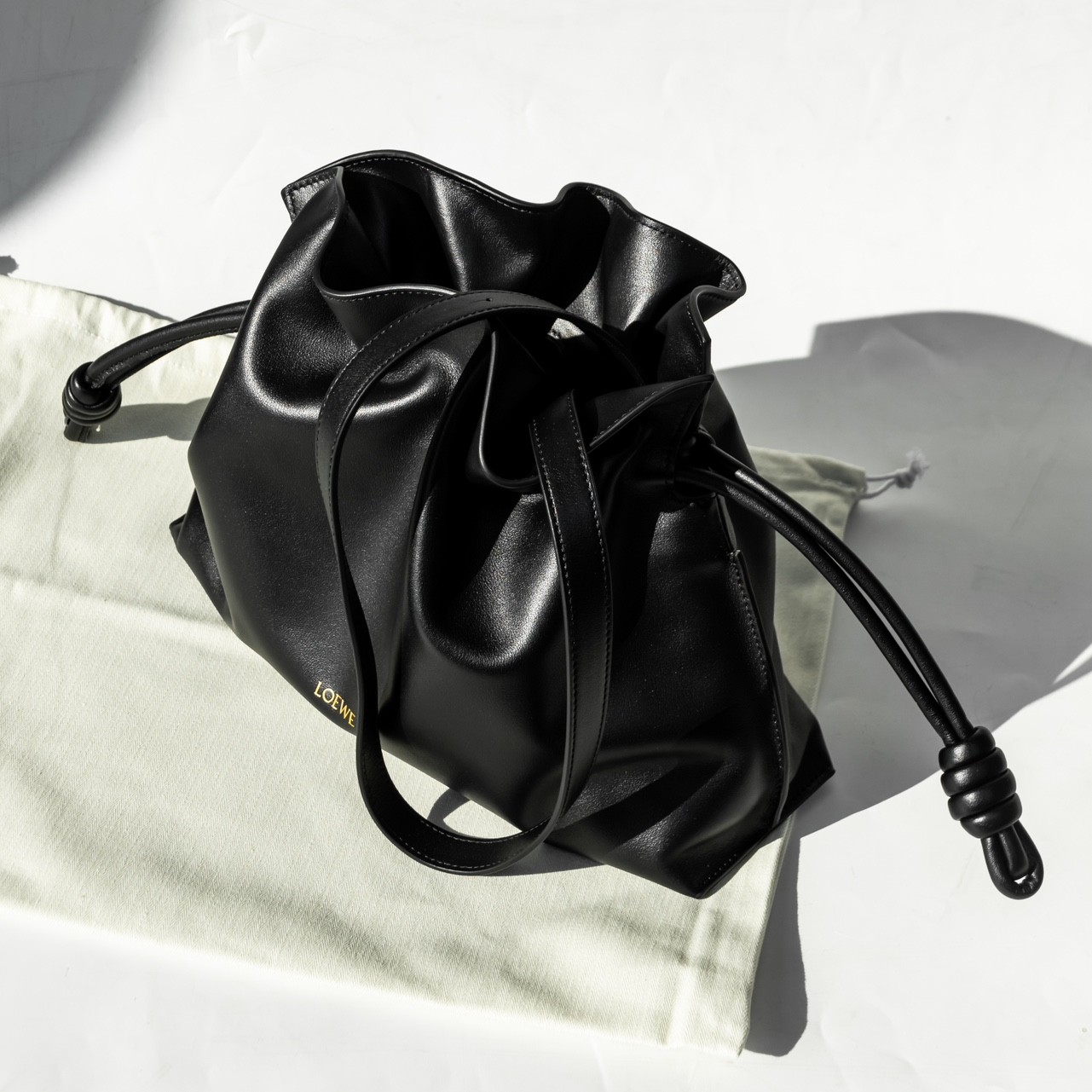 LOEWE Mini Flamenco clutch in nappa calfskin Black