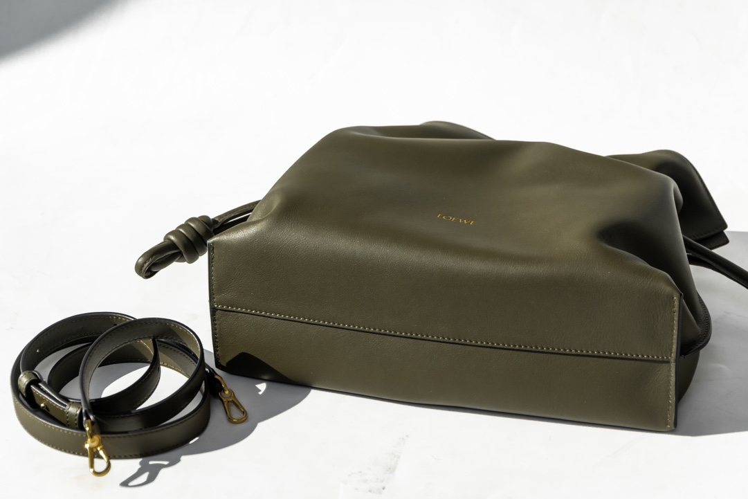 LOEWE Mini Flamenco clutch in nappa calfskin Dark Khaki Green