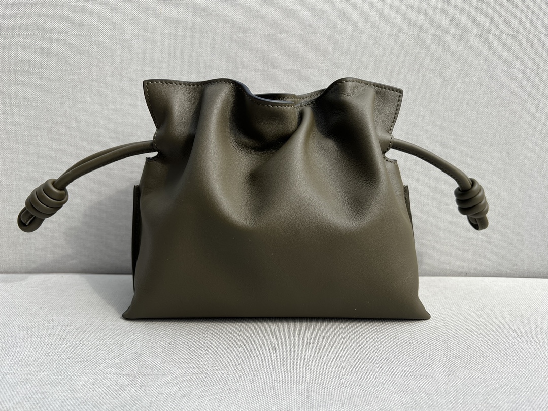 LOEWE Mini Flamenco clutch in nappa calfskin Dark Khaki Green