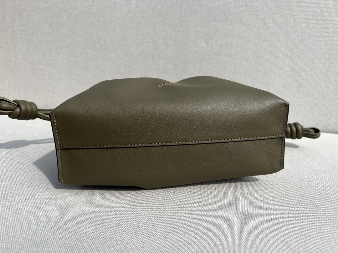 LOEWE Mini Flamenco clutch in nappa calfskin Dark Khaki Green