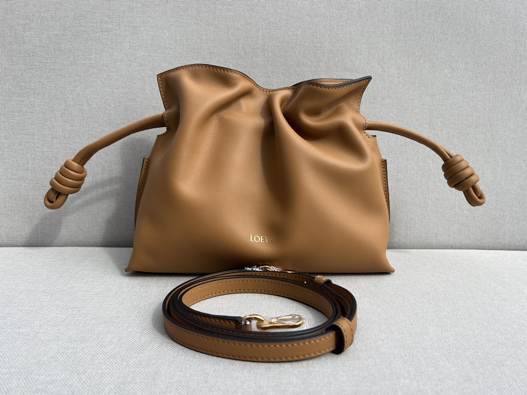 LOEWE Mini Flamenco clutch in nappa calfskin Warm Desert