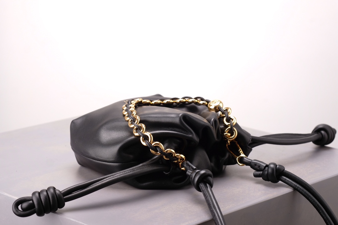 LOEWE Mini Flamenco Purse bag in mellow nappa lambskin Black