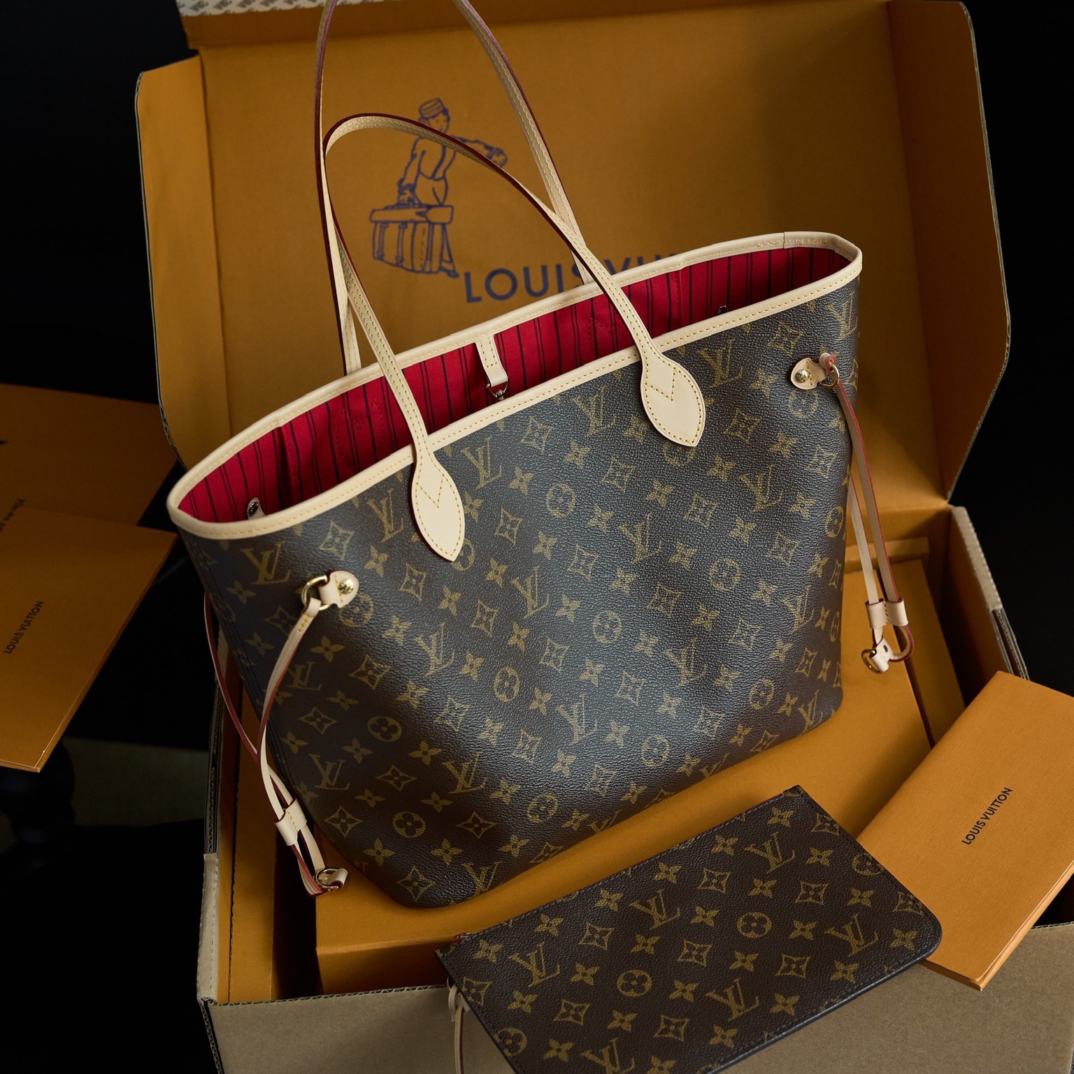 LOUIS VUITTON Neverfull MM Cherry Red M46987