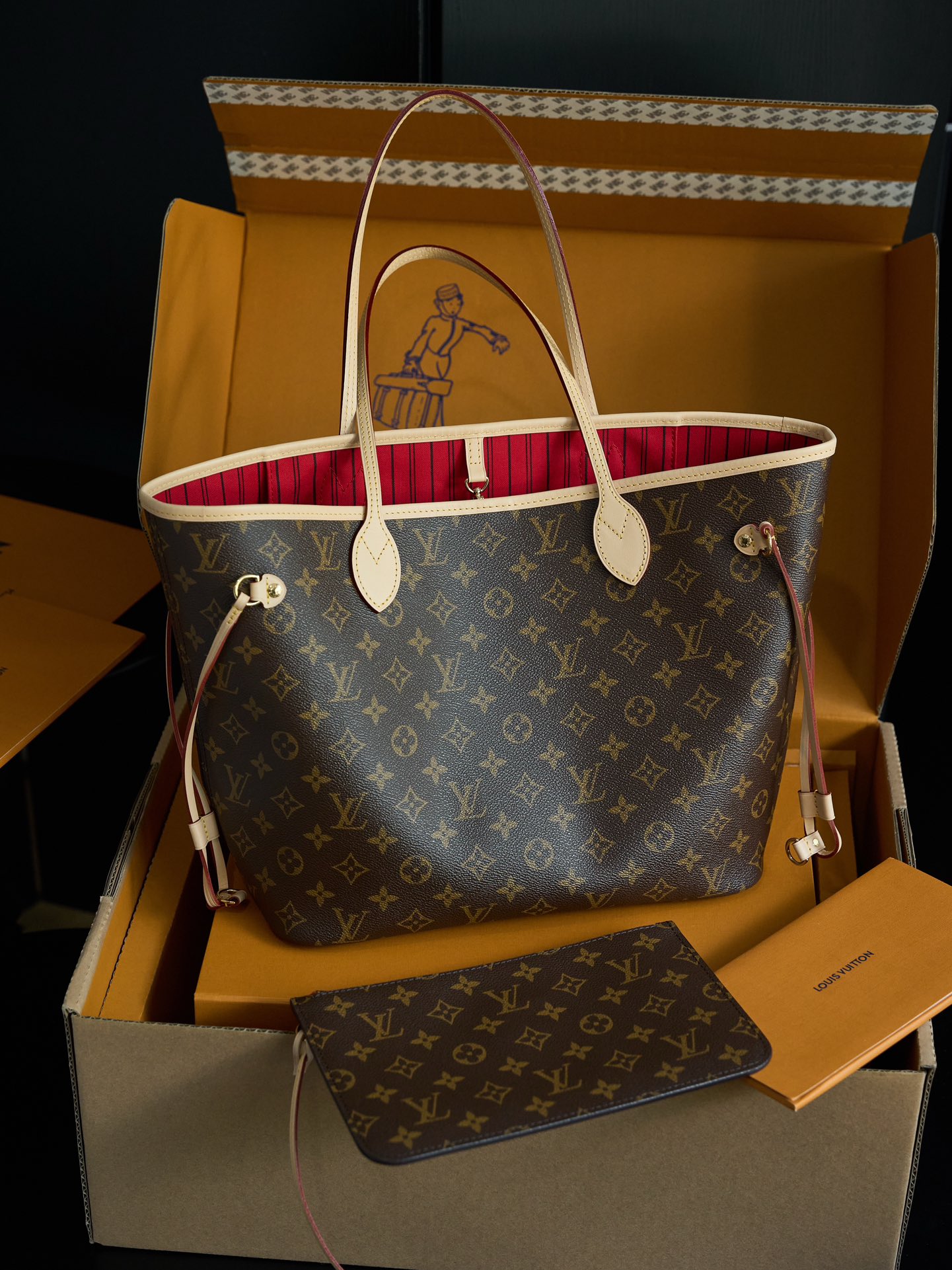 LOUIS VUITTON Neverfull MM Cherry Red M46987