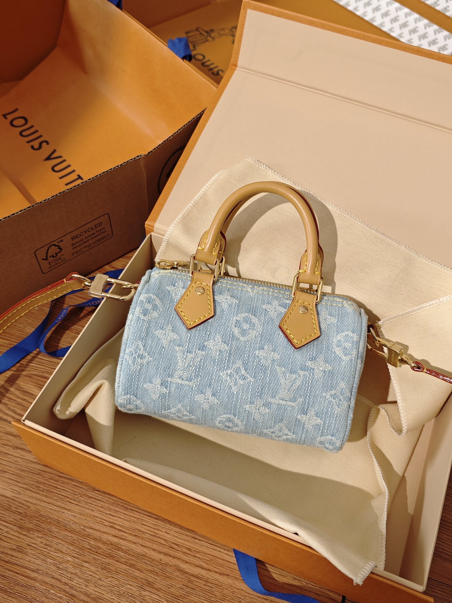 LOUIS VUITTON M11212 Nano Speedy Sky Blue Denim