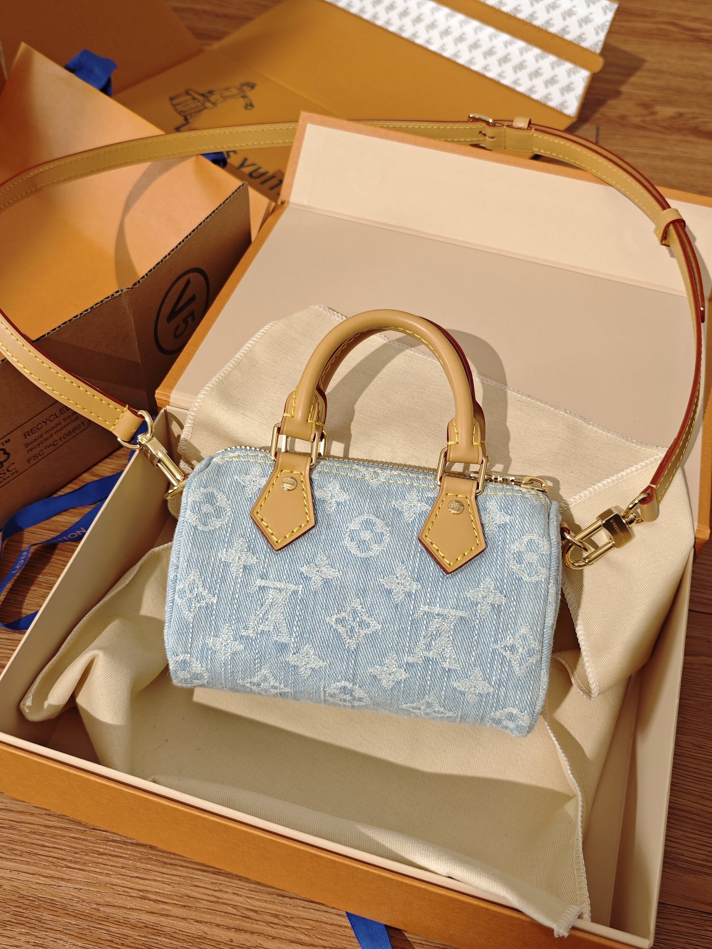 LOUIS VUITTON M11212 Nano Speedy Sky Blue Denim