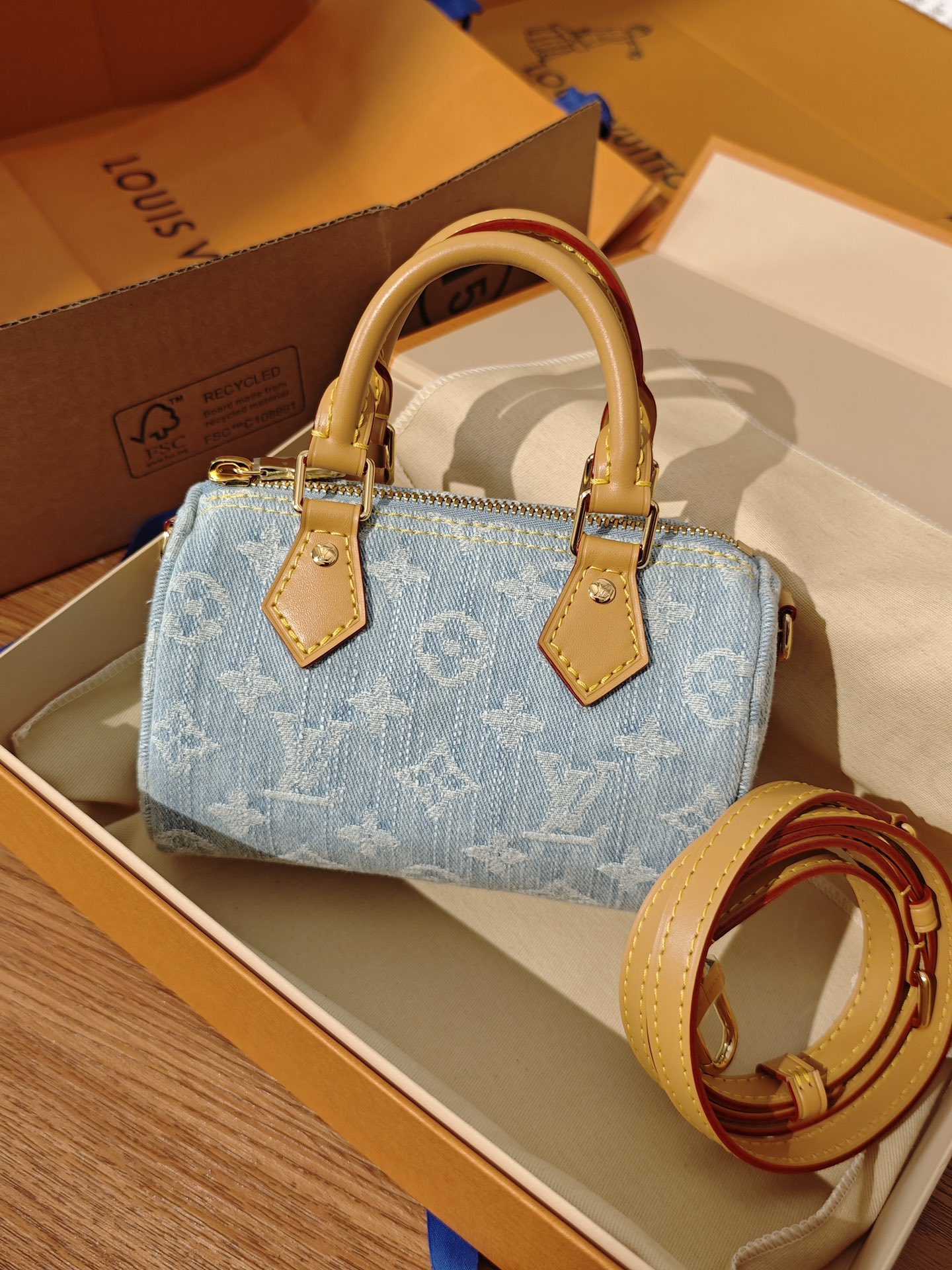 LOUIS VUITTON M11212 Nano Speedy Sky Blue Denim