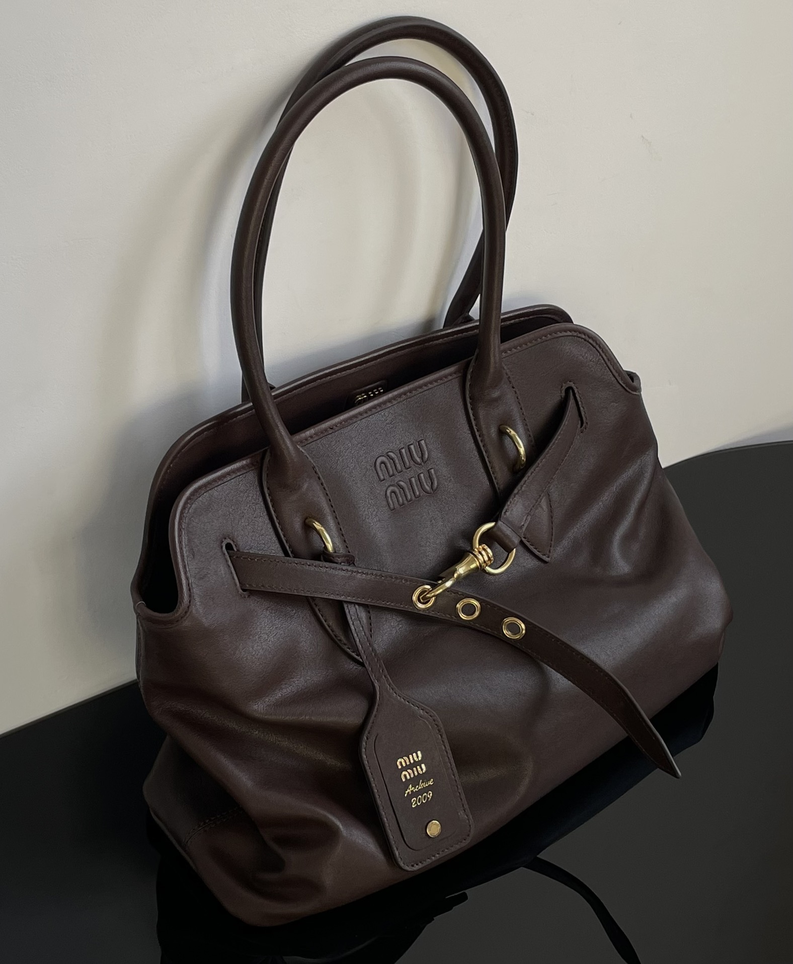 MIU MIU Aventure nappa leather bag Briarwood