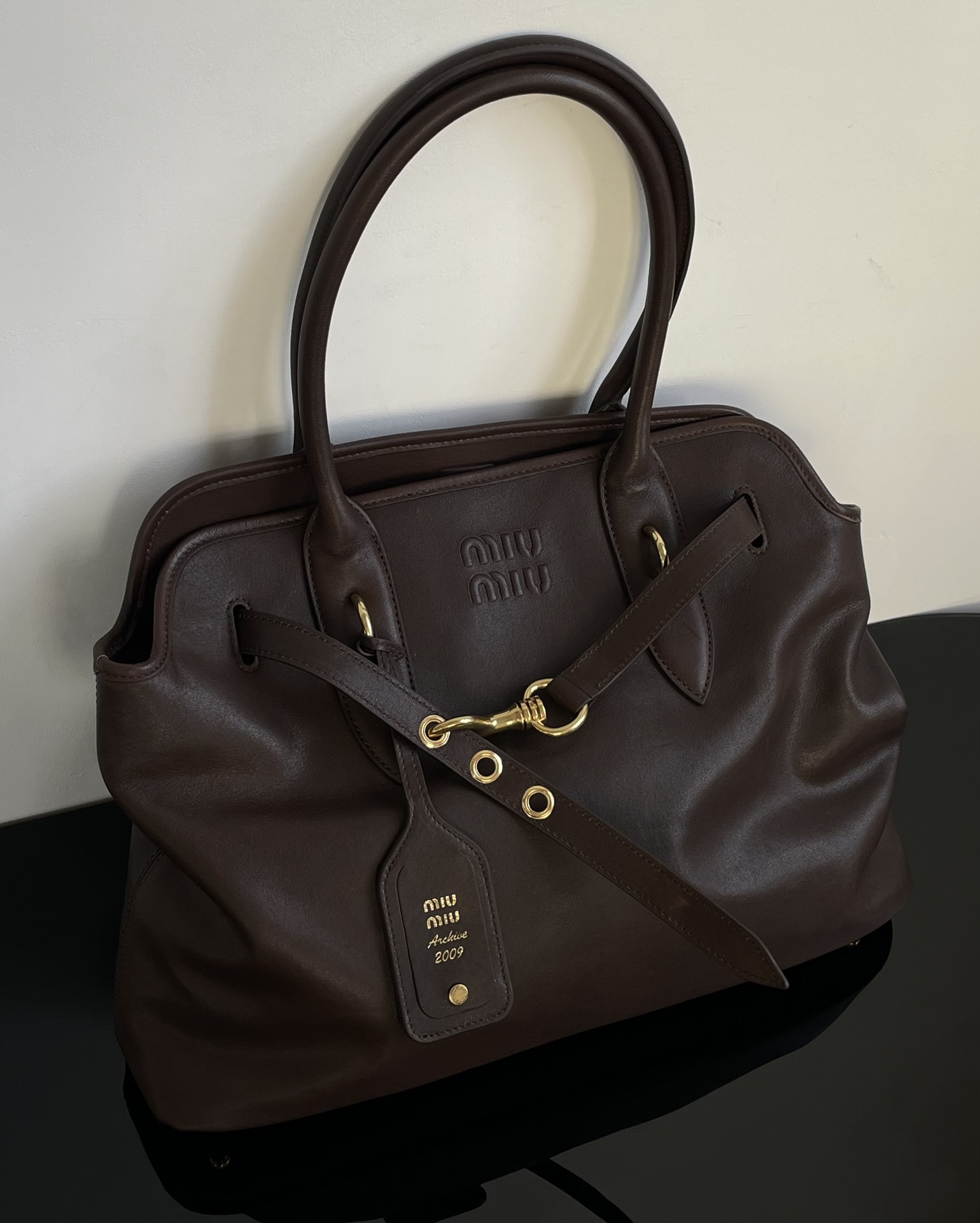 MIU MIU Aventure nappa leather bag Briarwood