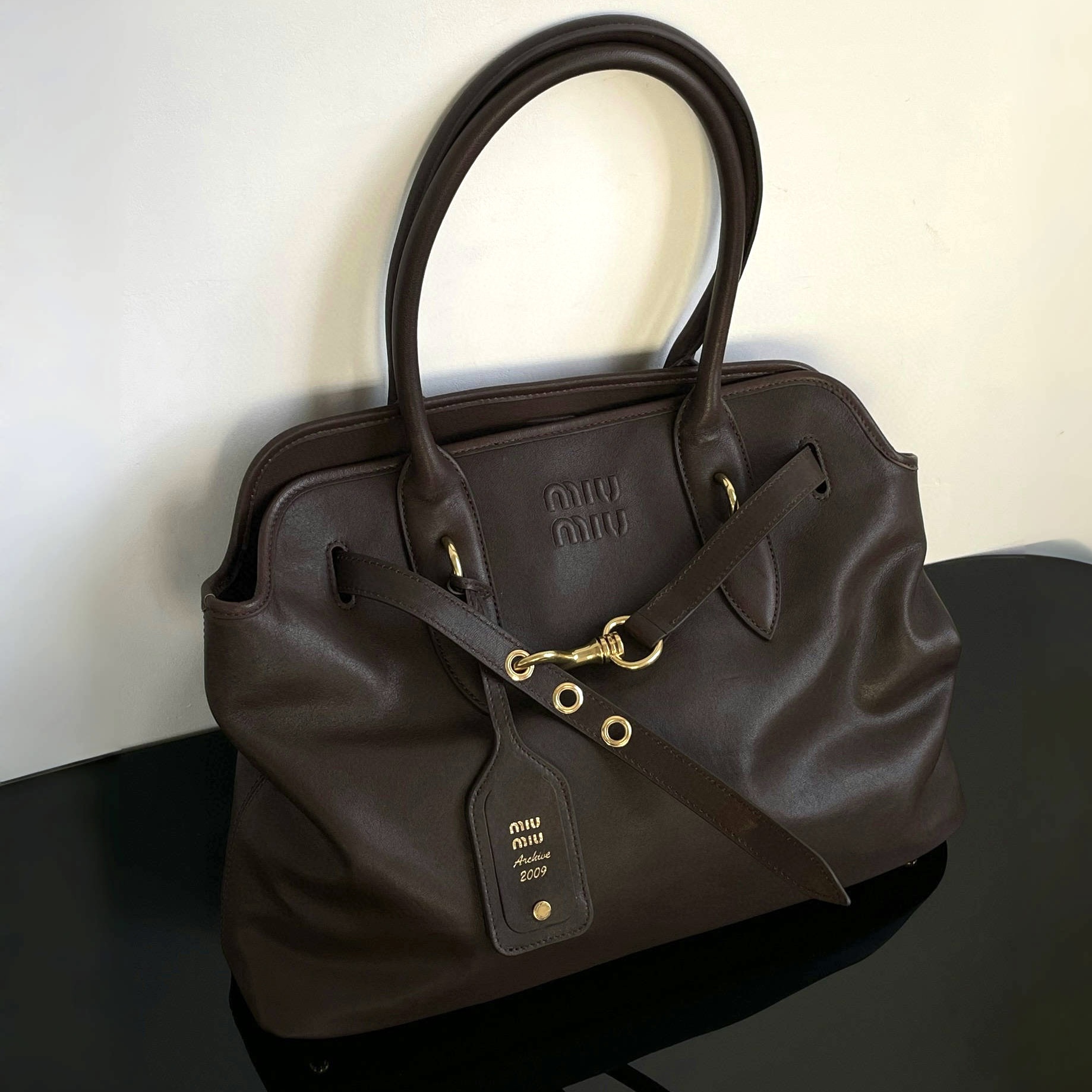 MIU MIU Aventure nappa leather bag Briarwood