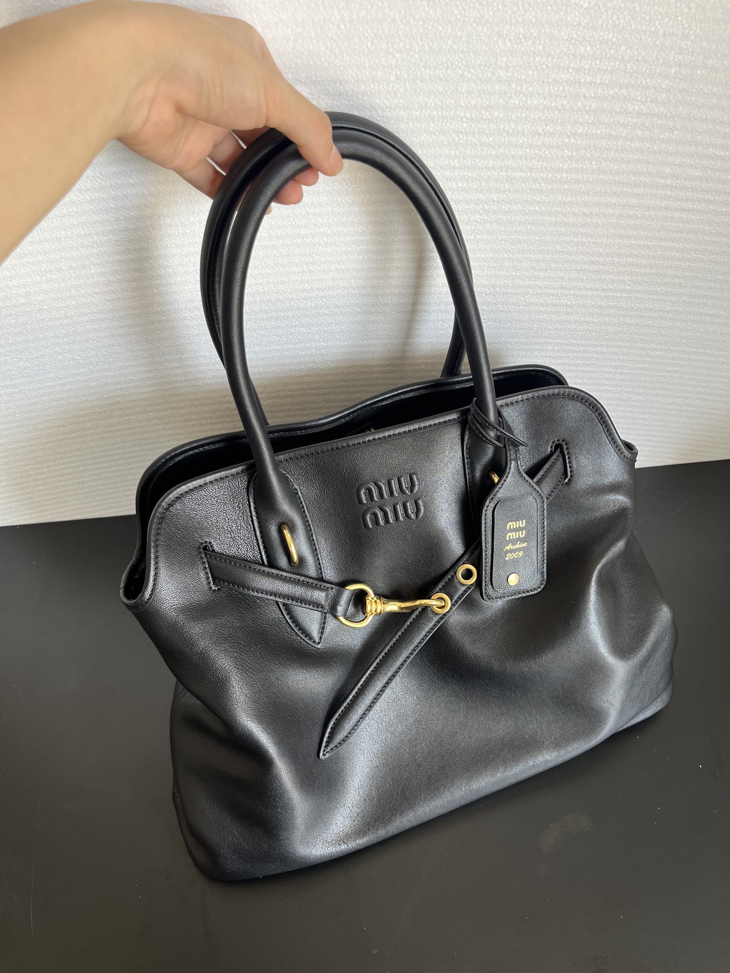 MIU MIU Aventure nappa leather bag Black