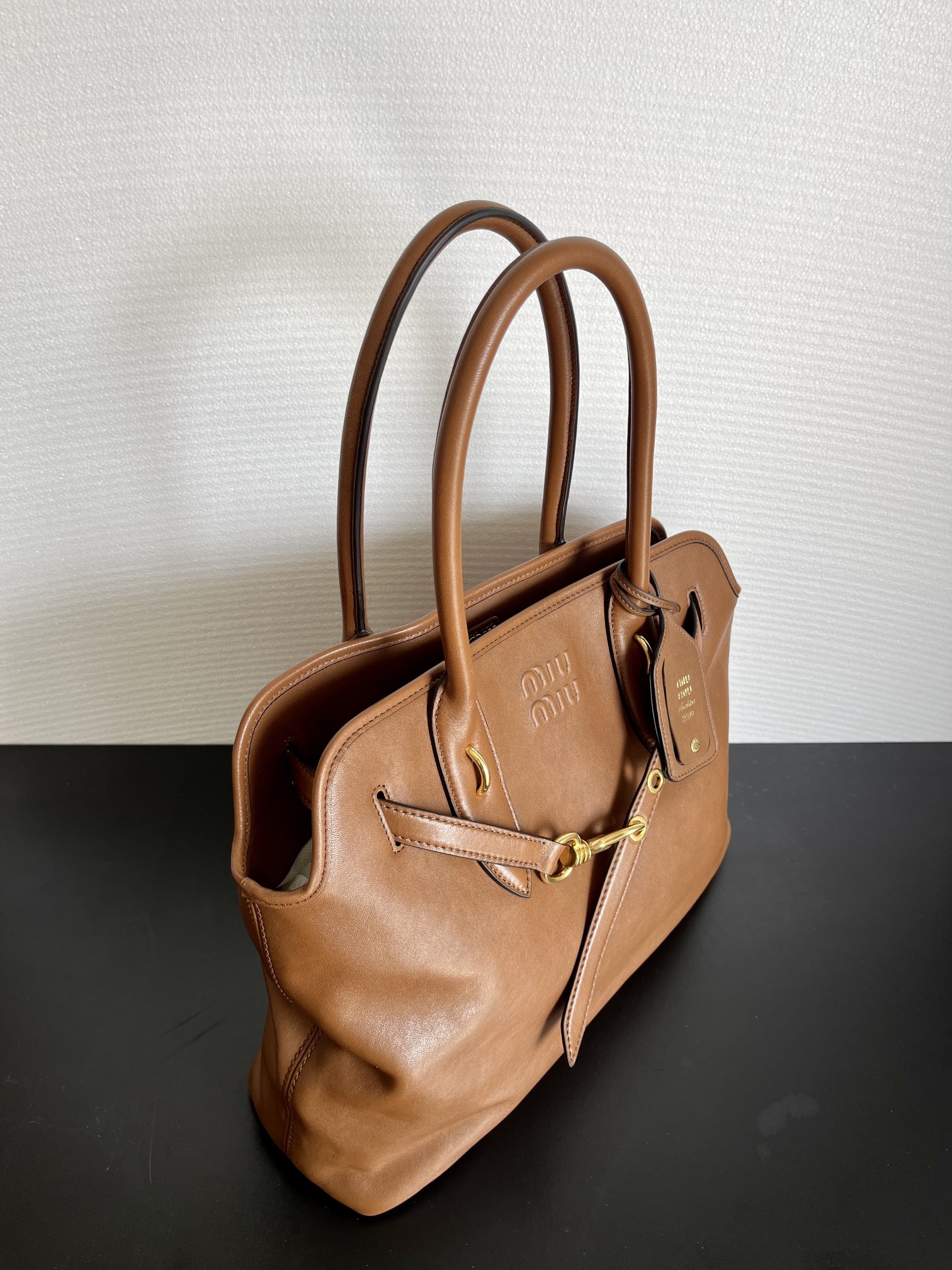 MIU MIU Aventure nappa leather bag Oak