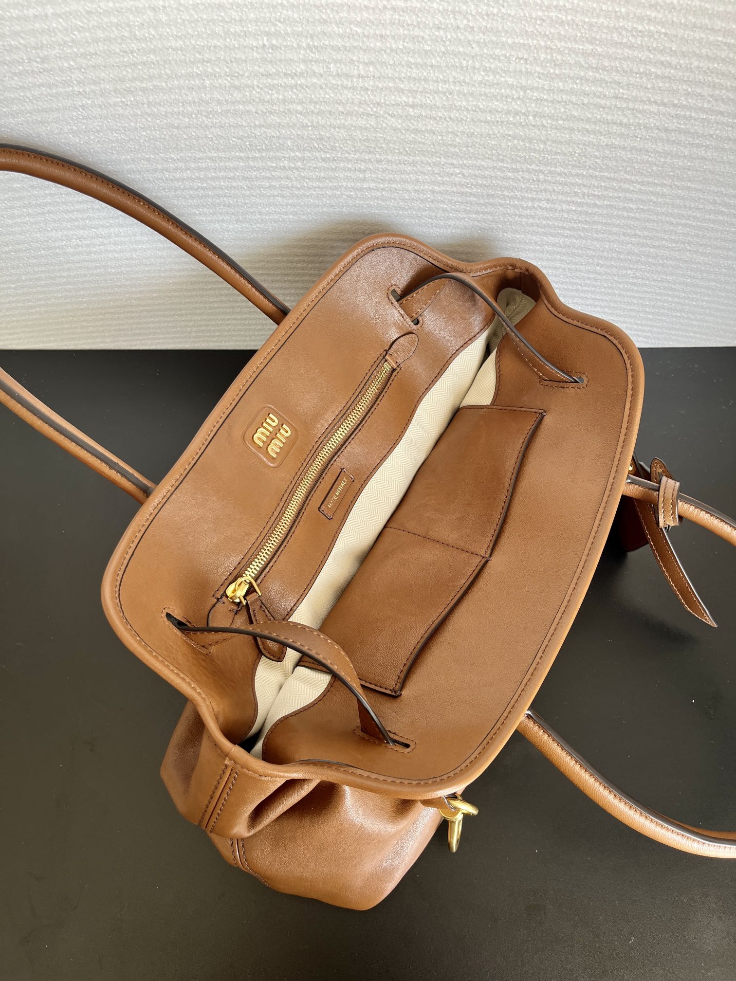 MIU MIU Aventure nappa leather bag Oak