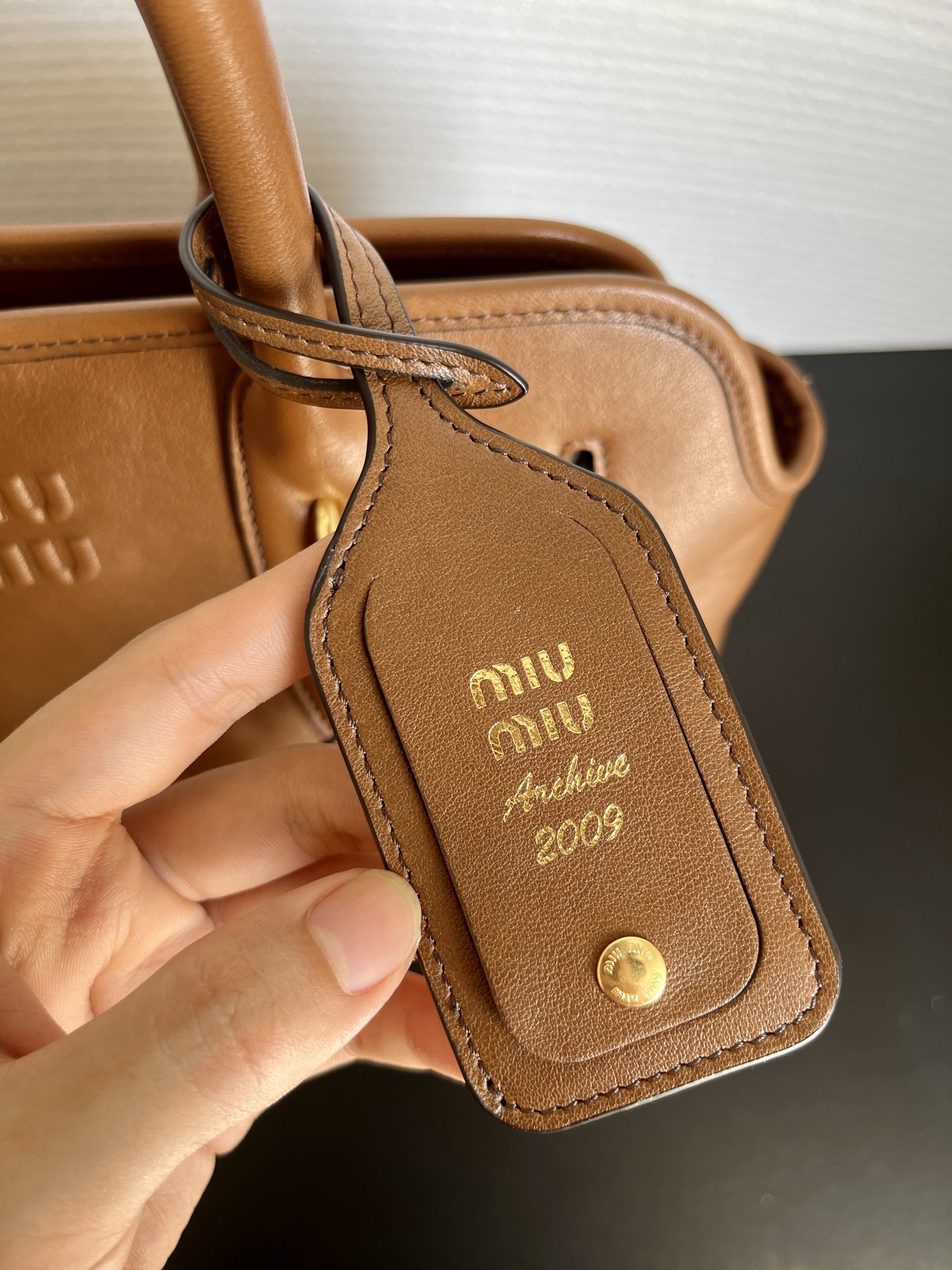 MIU MIU Aventure nappa leather bag Oak