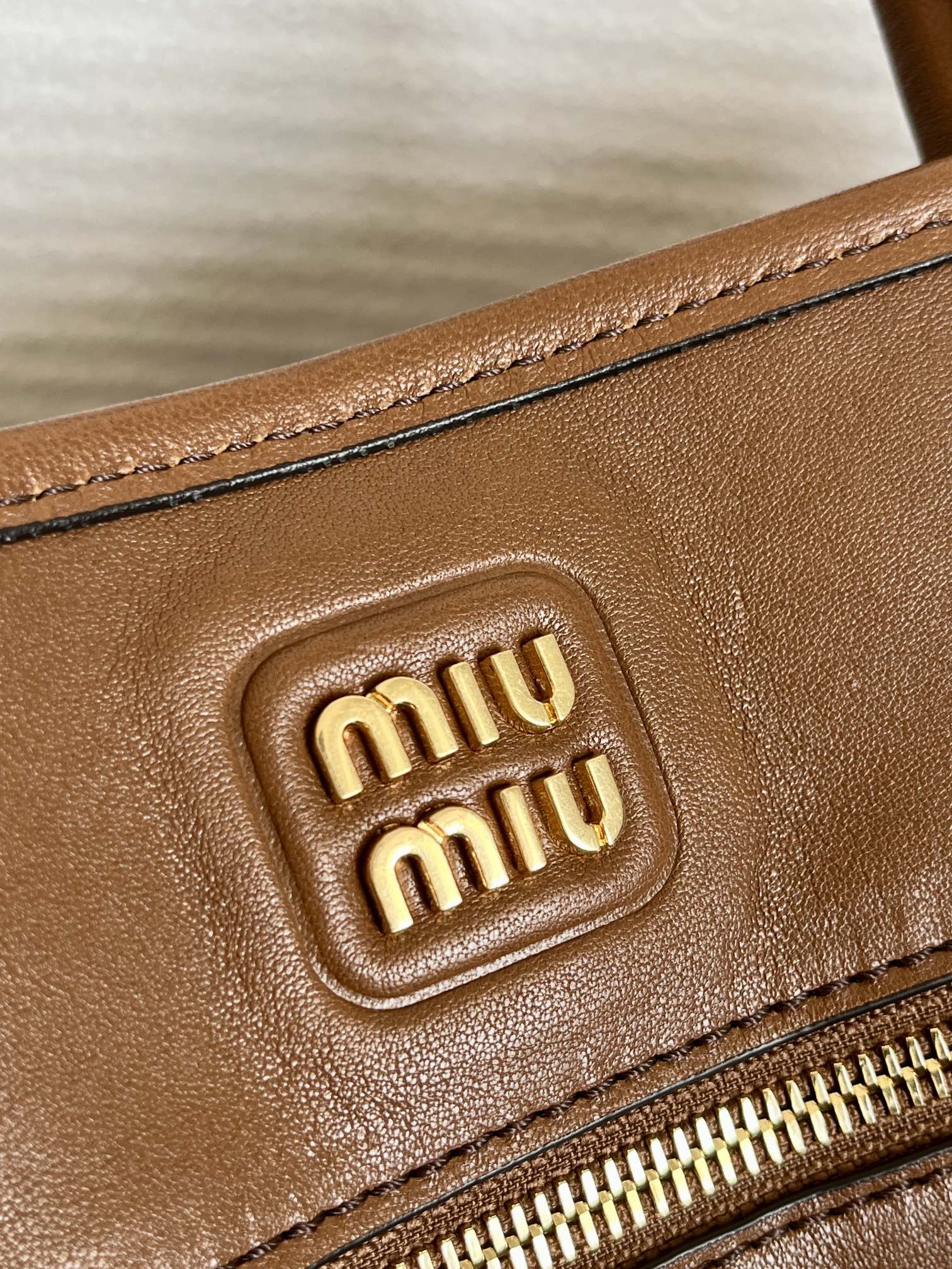 MIU MIU Aventure nappa leather bag Oak