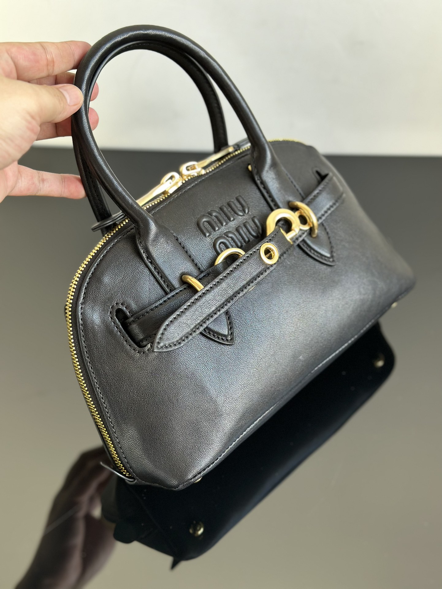 MIU MIU Small Aventure nappa leather top-handle bag Black