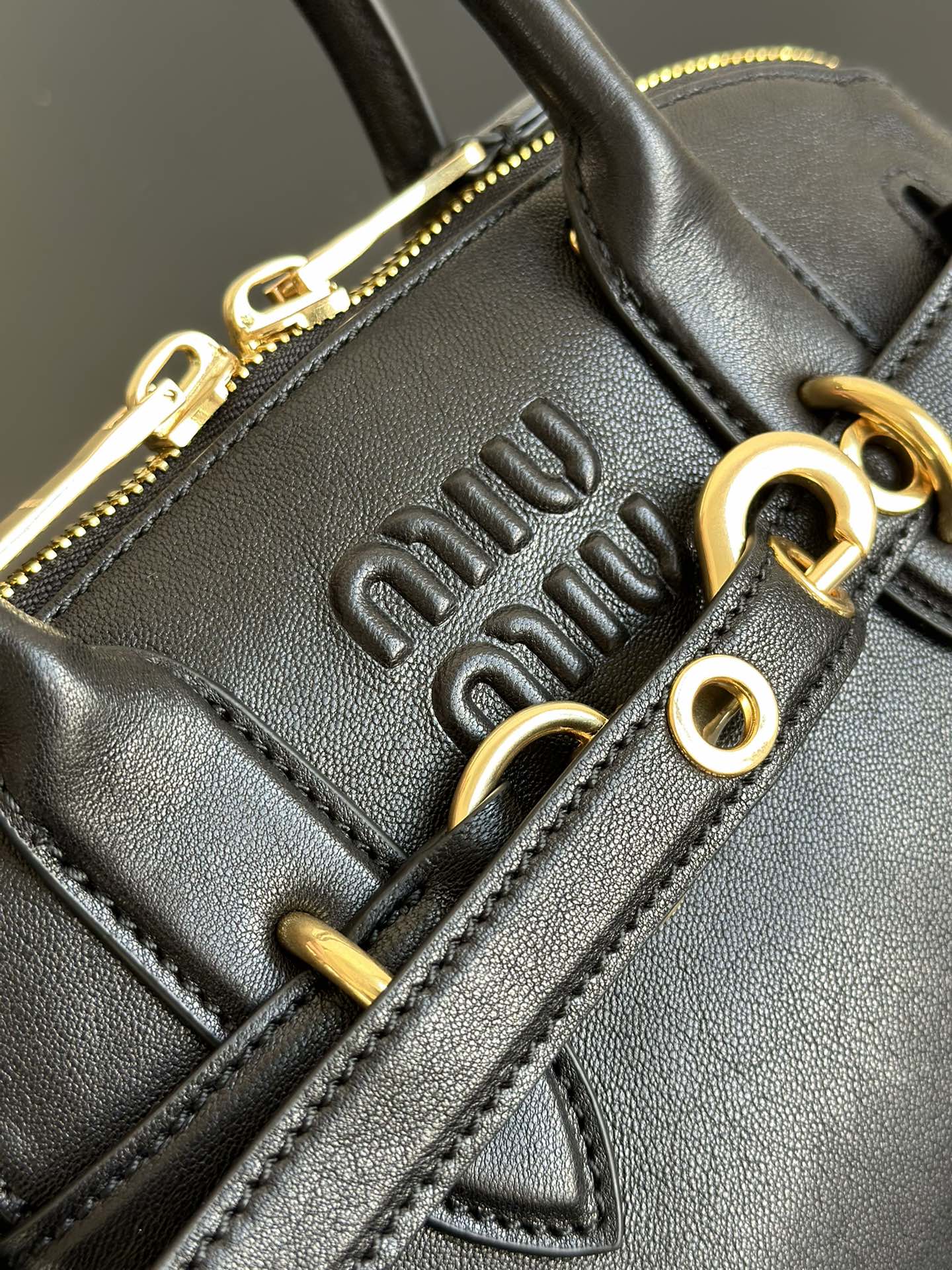 MIU MIU Small Aventure nappa leather top-handle bag Black