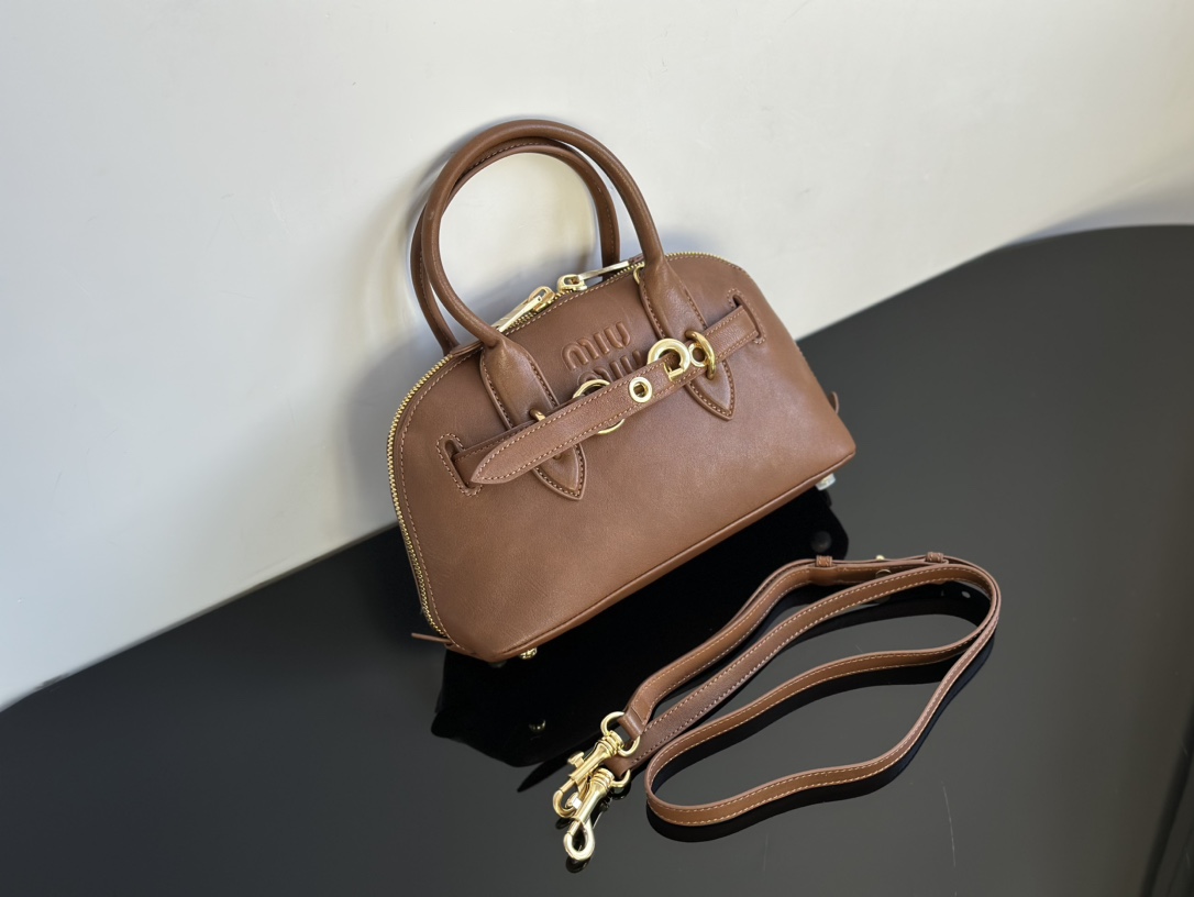 MIU MIU Small Aventure nappa leather top-handle bag Oak