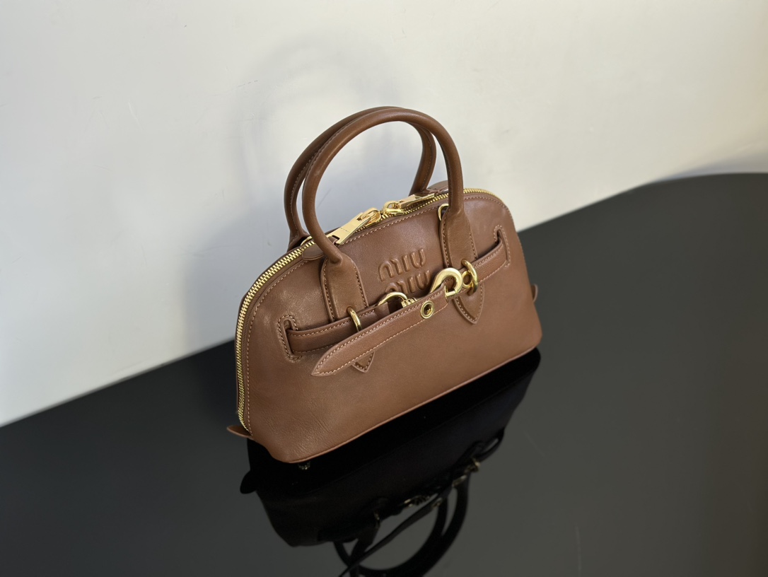 MIU MIU Small Aventure nappa leather top-handle bag Oak