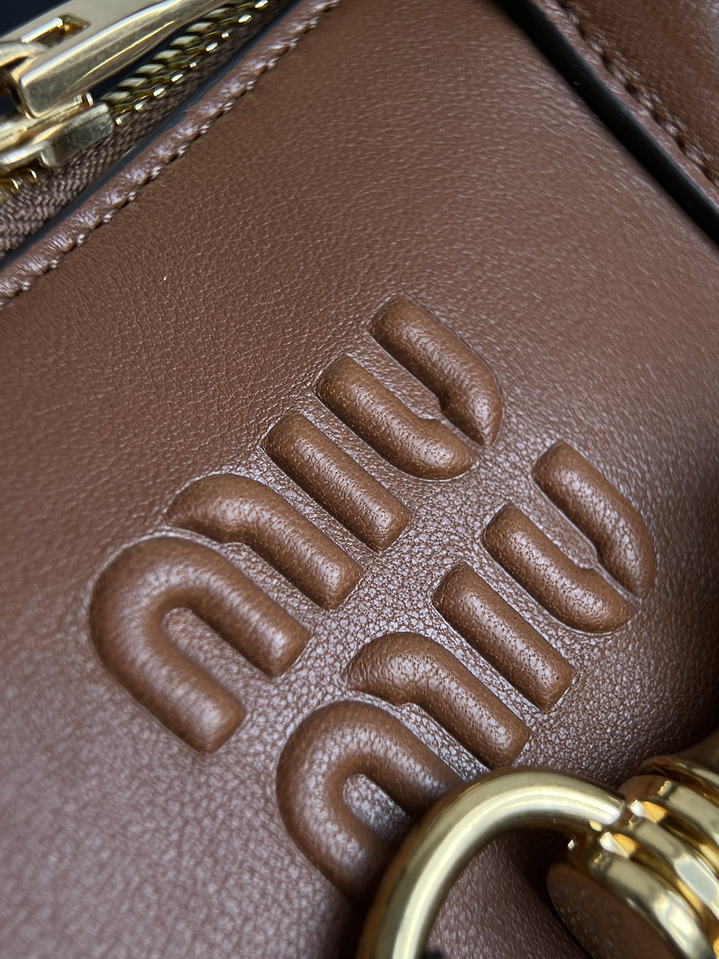 MIU MIU Medium Aventure nappa leather top-handle bag Oak